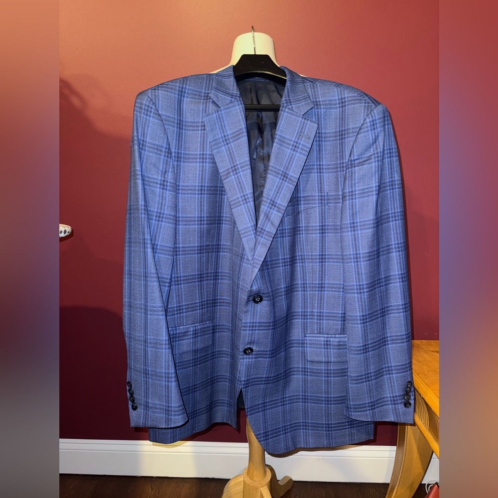 Peter Millar blazer sports coat men’s 48 R navy blue plaid